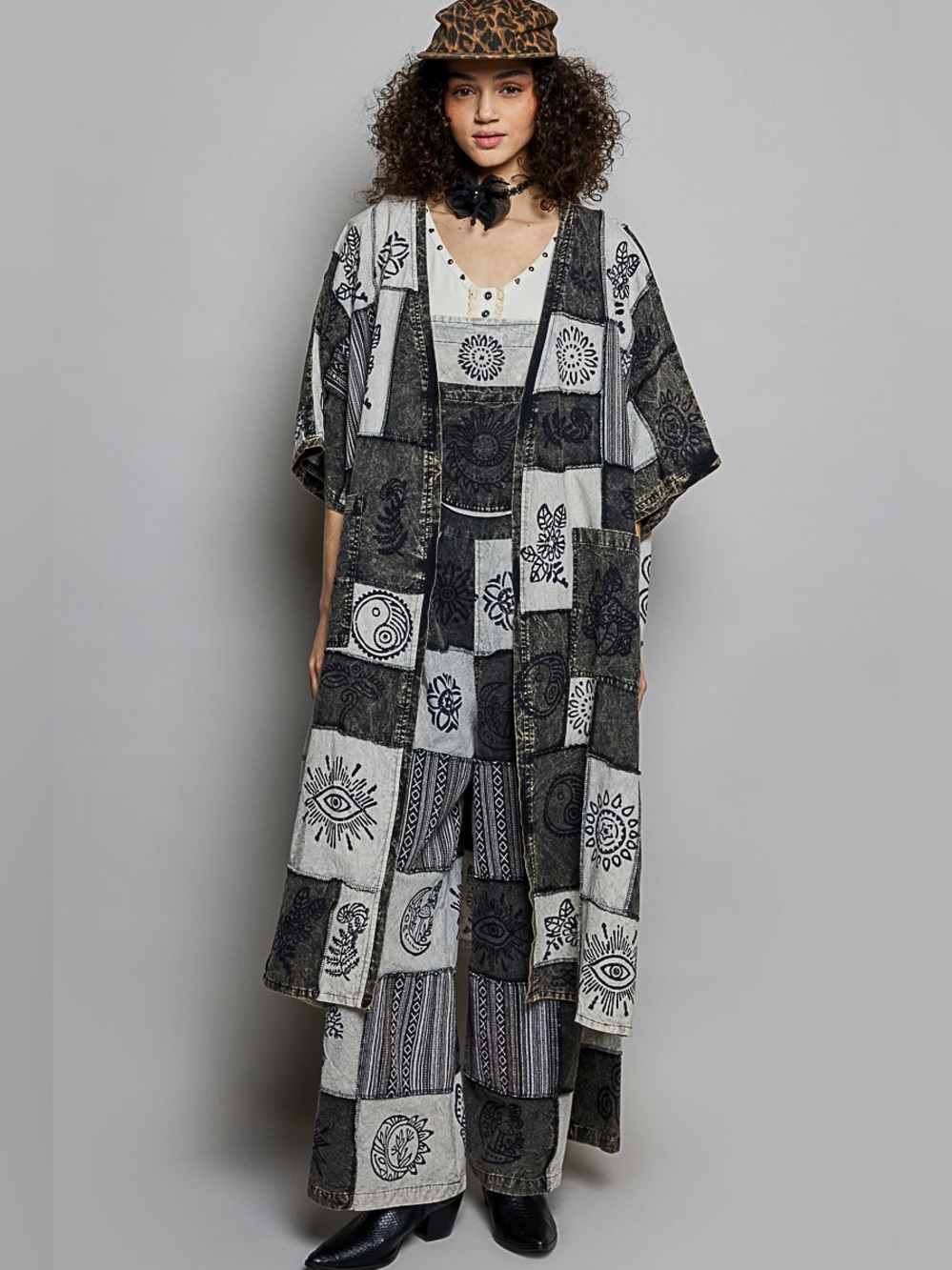 🖤 POL Open Front Printed Patchwork Longline Cardigan 🖤🛍️